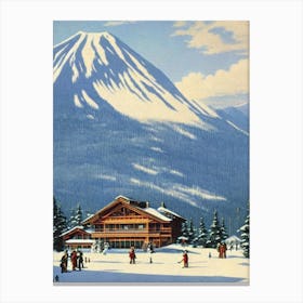 Niseko, Japan Ski Resort Vintage Landscape 2 Skiing Poster Canvas Print