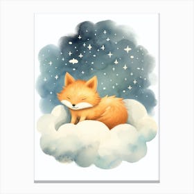 Baby Fox 1 Sleeping In The Clouds Canvas Print