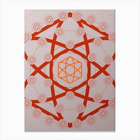 Geometric Abstract Glyph Circle Array in Tomato Red n.0037 Canvas Print