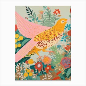 Maximalist Bird Painting Yellowhammer 1 Canvas Print