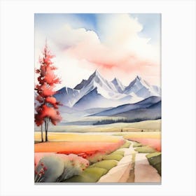 Tranquil Mountains In Minimalist Watercolor Vertical Composition 49 Canvas Print