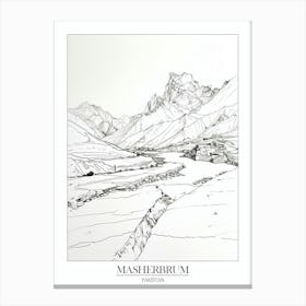 Masherbrum Pakistan Line Drawing 3 Poster Canvas Print