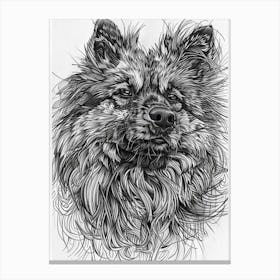 Malmute Furry Dog Line Sketch 4 Canvas Print