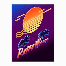 Isometric Retrowave: Sunset [synthwave/vaporwave/cyberpunk] — aesthetic poster, retrowave poster, neon poster Canvas Print