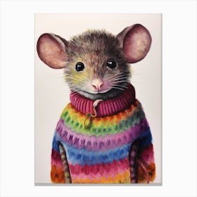 Baby Animal Wearing Sweater Shrew Canvas Print