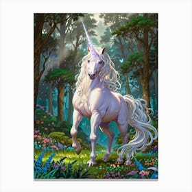 Unicorn In The Forest 17 Canvas Print