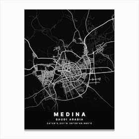 Medina Saudi Arabia Black Map Canvas Print