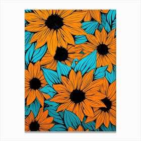 Sunflowers Seamless Pattern Canvas Print
