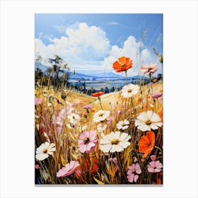 Wildflower Bliss - Hand-painted Nature Landscape Art, Summer Meadow Painting, Floral Wall Decor Canvas Print