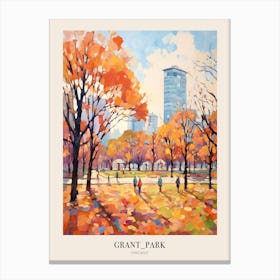 Autumn City Park Painting Grant Park Chicago United States Poster Canvas Print