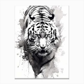 Black White Tiger Illustration Canvas Print
