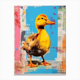 Duck Pop Art Risograph Inspired 1 Canvas Print