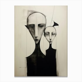 Geometric Black & White Face Drawing Munch Inspired 3 Canvas Print