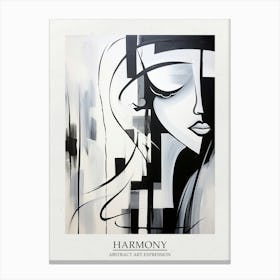 Harmony Abstract Black And White 3 Poster Canvas Print