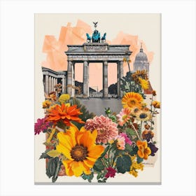 Berlin   Floral Retro Collage Style 2 Canvas Print