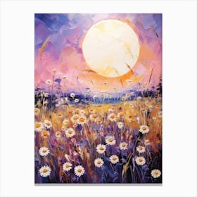 Sunset With Daisies Canvas Print