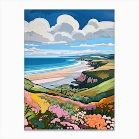 Rhossili Bay, Gower Peninsula, Wales, Matisse And Rousseau Style 3 Canvas Print