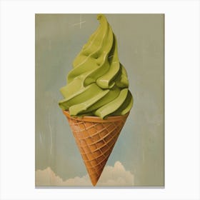 Matcha Ice Cream Cloud Mid Century Modern Canvas Print