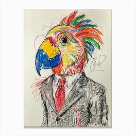 Parrot In Business Suit Canvas Print