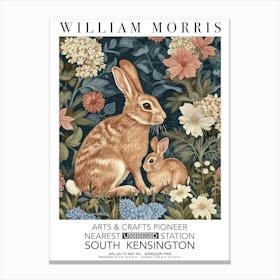 William Morris Print Rabbit Bunny Portrait Valentines Mothers Day Gift Spring Canvas Print