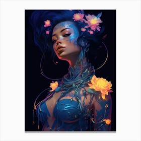 Flower Cyberpunk Girl 2 Canvas Print