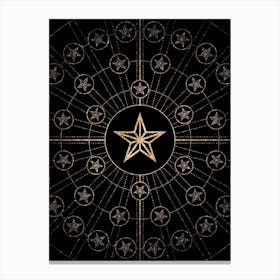 Geometric Glyph Radial Array in Glitter Gold on Black n.0262 Canvas Print