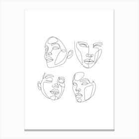 Four Faces, Line Art, Outline, Home Decor, Wall Print Canvas Print
