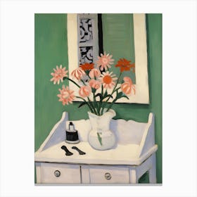 Bathroom Vanity Painting With A Daisy Bouquet 2 Canvas Print