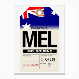 Melbourne (MEL) Australia Vintage Airline Luggage Tag Canvas Print