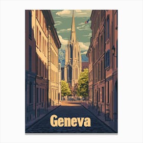 Aihrgdesign A Retro Travel Poster For Geneva 2 Canvas Print