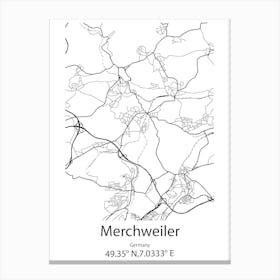 Merchweiler,Germany Minimalist Map Canvas Print