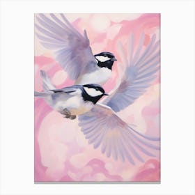 Pink Ethereal Bird Painting Carolina Chickadee 4 Canvas Print
