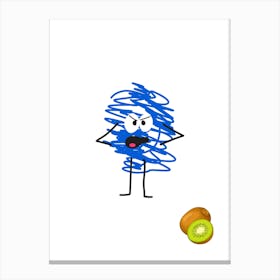 Blue Kiwi.A work of art. Children's rooms. Nursery. A simple, expressive and educational artistic style. Canvas Print