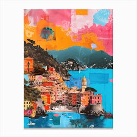 Portofino   Retro Collage Style 3 Canvas Print