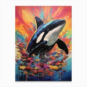 Surreal Orca Whales With Waves1 Canvas Print