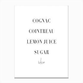 Sidecar Cocktail Recipe Canvas Print