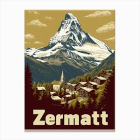 Aihrgdesign A Vintage Travel Poster Of Zermatt Featuring The Canvas Print