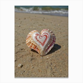 Heart Shell On The Beach 2 Canvas Print