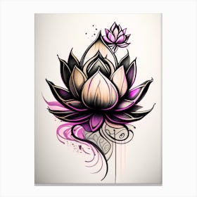 Lotus Flower, Buddhist Symbol Graffiti 1 Canvas Print