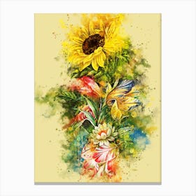 Sunflowers And Lilies Canvas Print