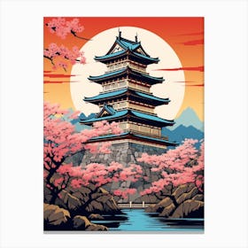 Matsumoto Castle, Japan Vintage Travel Art 2 Canvas Print