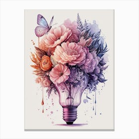 Light Bulb With Flowers 1 Canvas Print