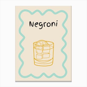 Negroni Doodle Poster Teal & Orange Canvas Print