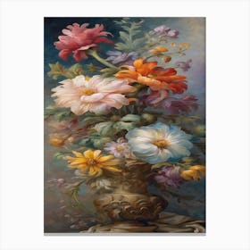 Ancient Flower Art In Oil Colors Canvas Print