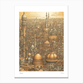Cairo Egypt Drawing Pencil Style 1 Travel Poster Canvas Print