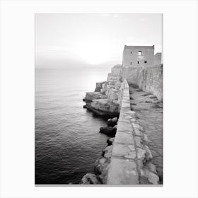 Polignano A Mare, Italy, Black And White Photography 3 Canvas Print
