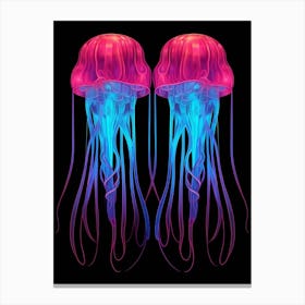 Upside Down Jellyfish Neon Illustration 5 Canvas Print