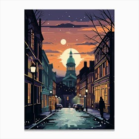 Winter Travel Night Illustration Belfast Northern Ireland 2 Canvas Print