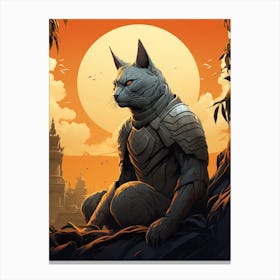 Gray Fox Warrior Moon Illustration 2 Canvas Print