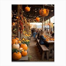 An Old Style Fall Fair Set Amid The Heart Of A Golden Hued Forest The Venue Is Bedecked With Lively (1) 1 Canvas Print